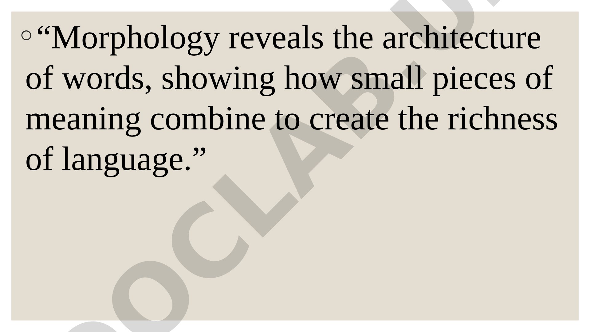Morphology – The Words of Language