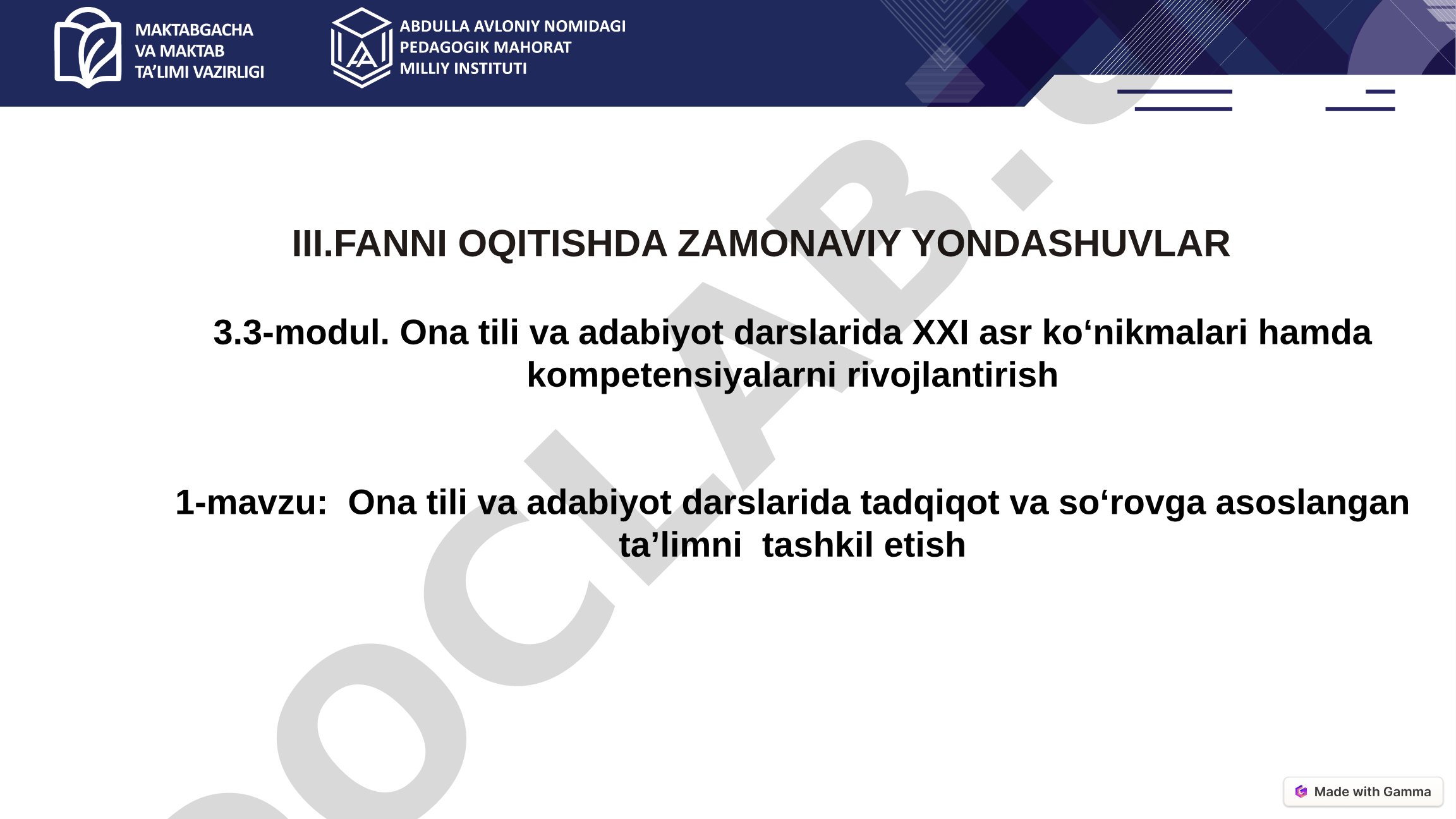 Ona tili va adabiyot darslarida tadqiqot va so‘rovga asoslangan ta’limni tashkil etish