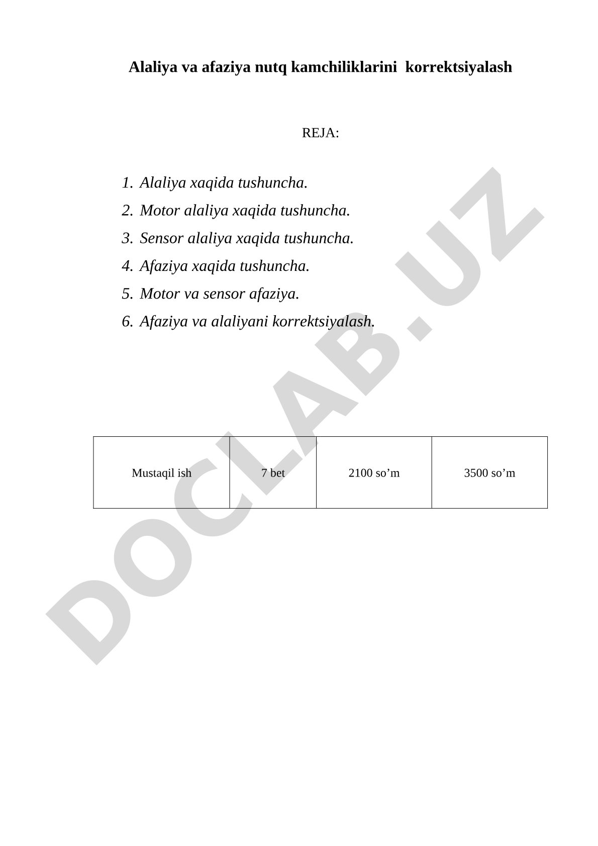Alaliya va afaziya nutq kamchiliklarini korrektsiyalash