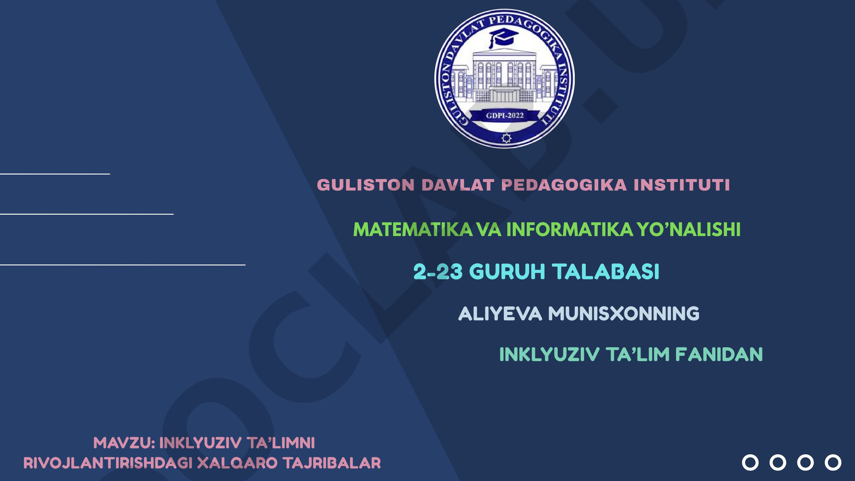 Inklyuziv ta'limni rivojlantirishdagi xalqaro tajribalar