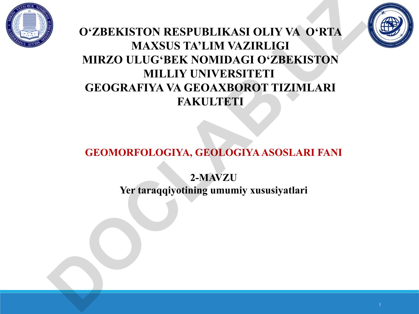 Yer taraqqiyotining umumiy xususiyatlari