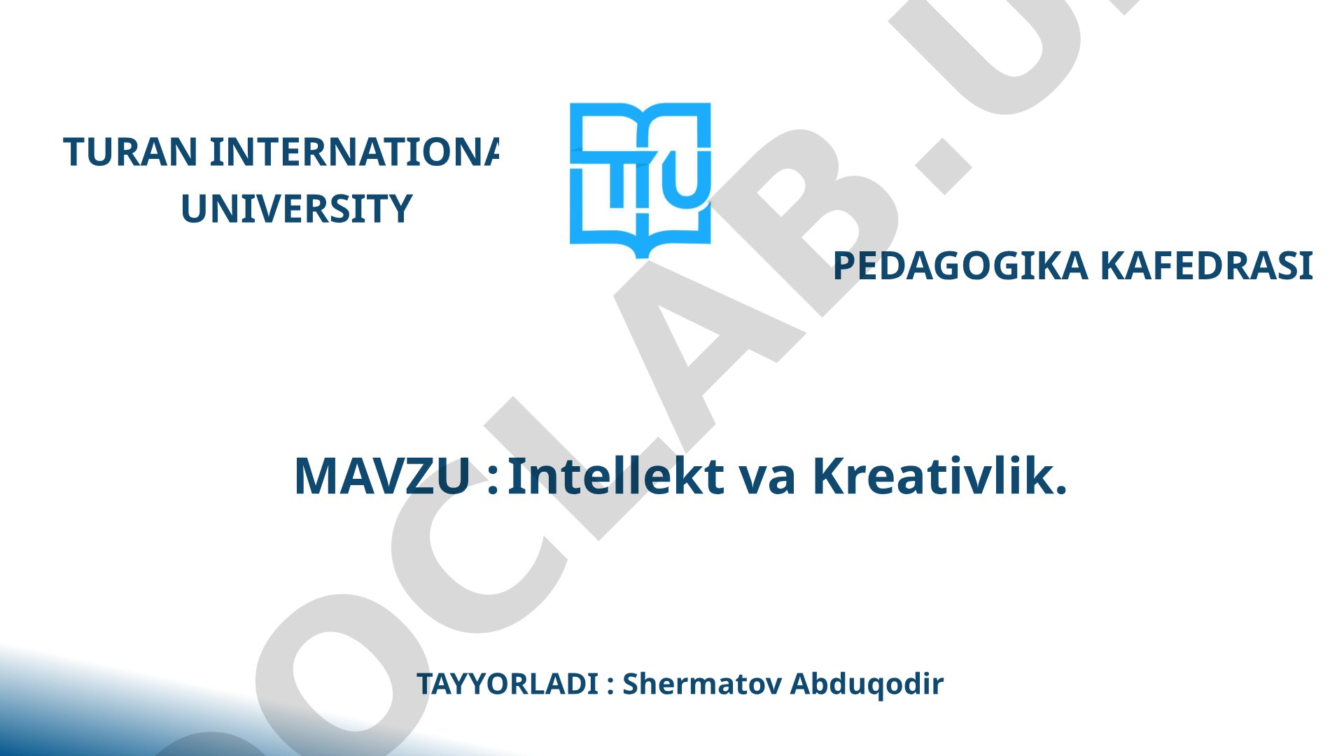 Intellekt va Kreativlik
