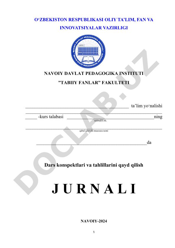 Dars konspektlari va tahlillarini qayd qilish jurnali
