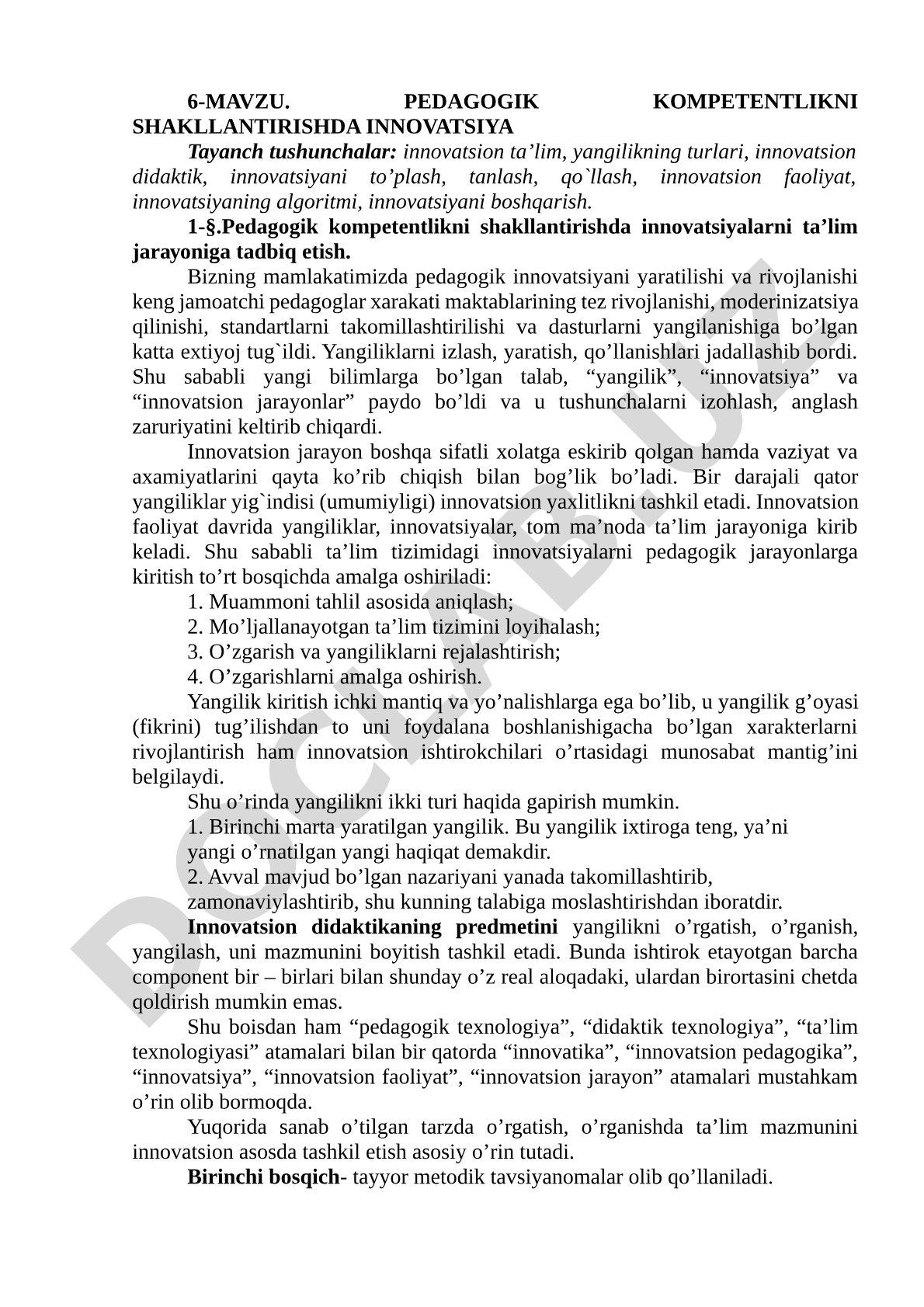 Pedagogik kompetentlikni shakllantirishda innovatsiya