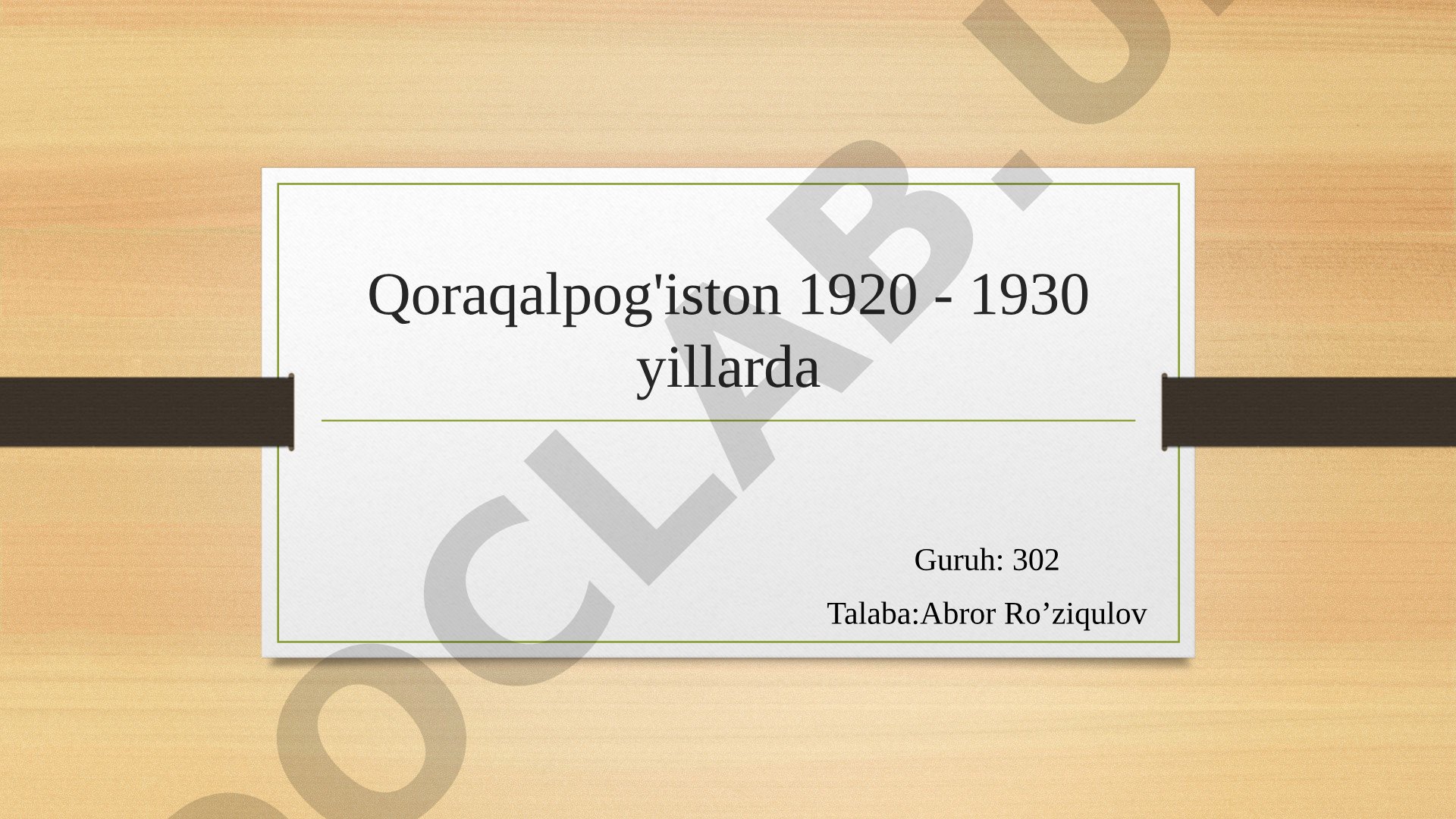 Qoraqalpog'iston 1920-1930 yillarda