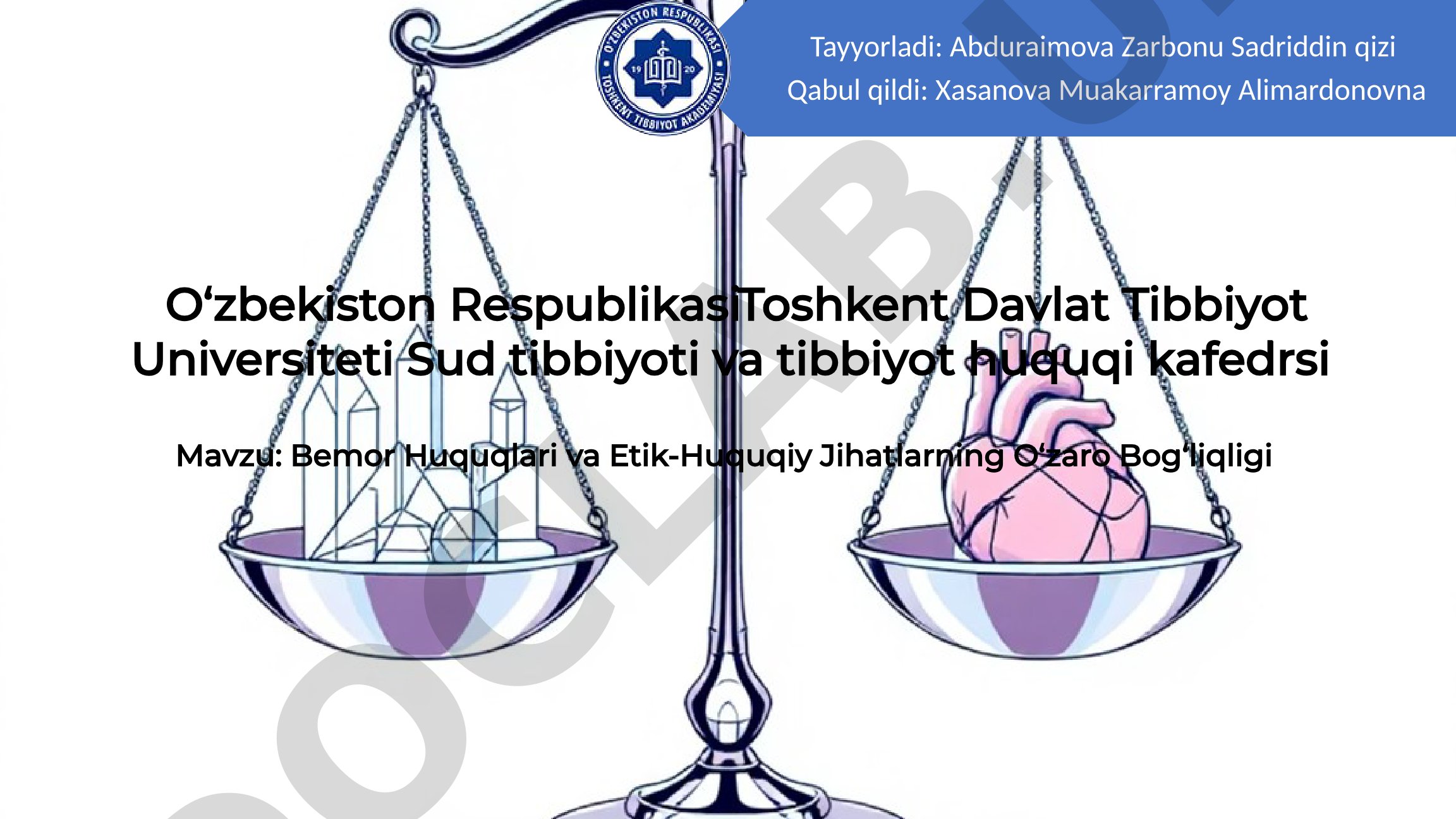 Bemor Huquqlari va Etik-Huquqiy Jihatlarning O‘zaro Bog‘liqligi