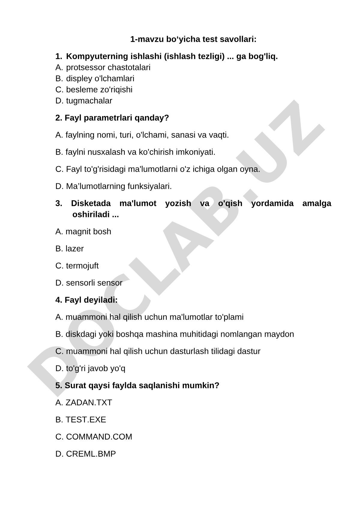 Kompyuterning ishlashi