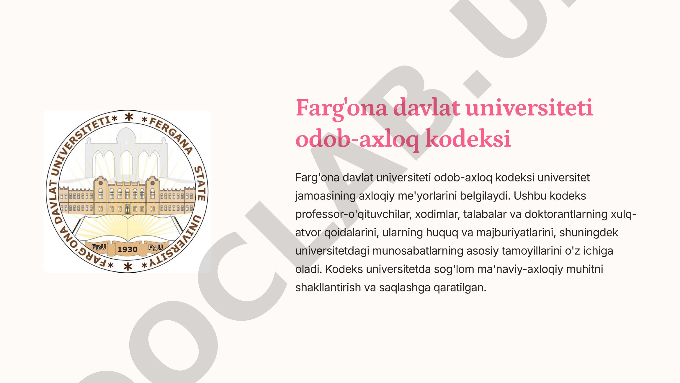 Farg'ona davlat universiteti odob-axloq kodeksi