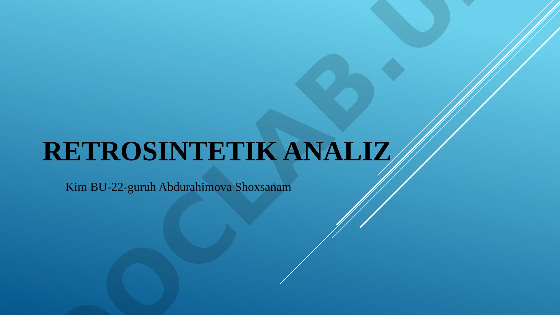 Retrosintetik analiz tushunchasi, asoschisi E.J