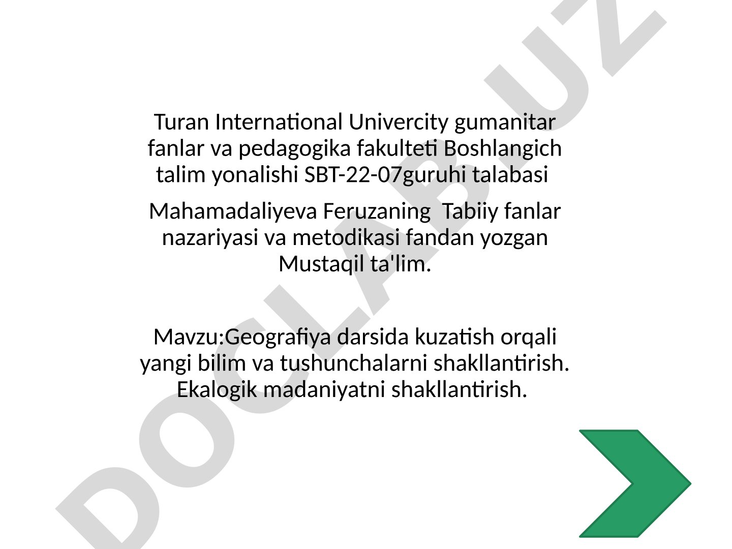 Geografiya darsida kuzatish orqali yangi bilim va tushunchalarni shakllantirish