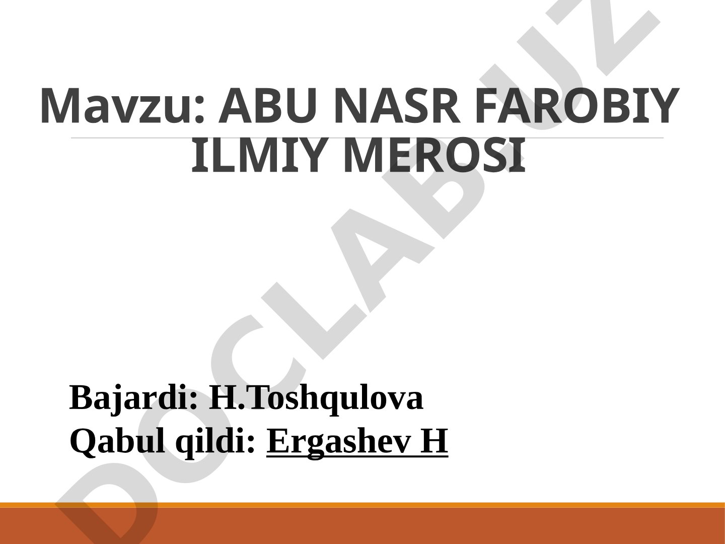 Abu Nasr Farobiy ilmiy merosi