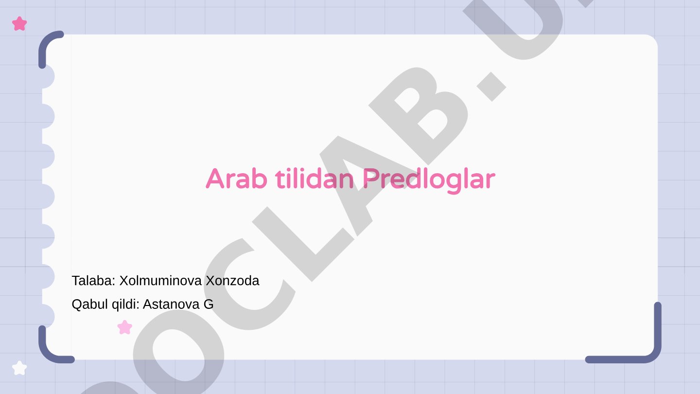 Arab tilidan Predloglar