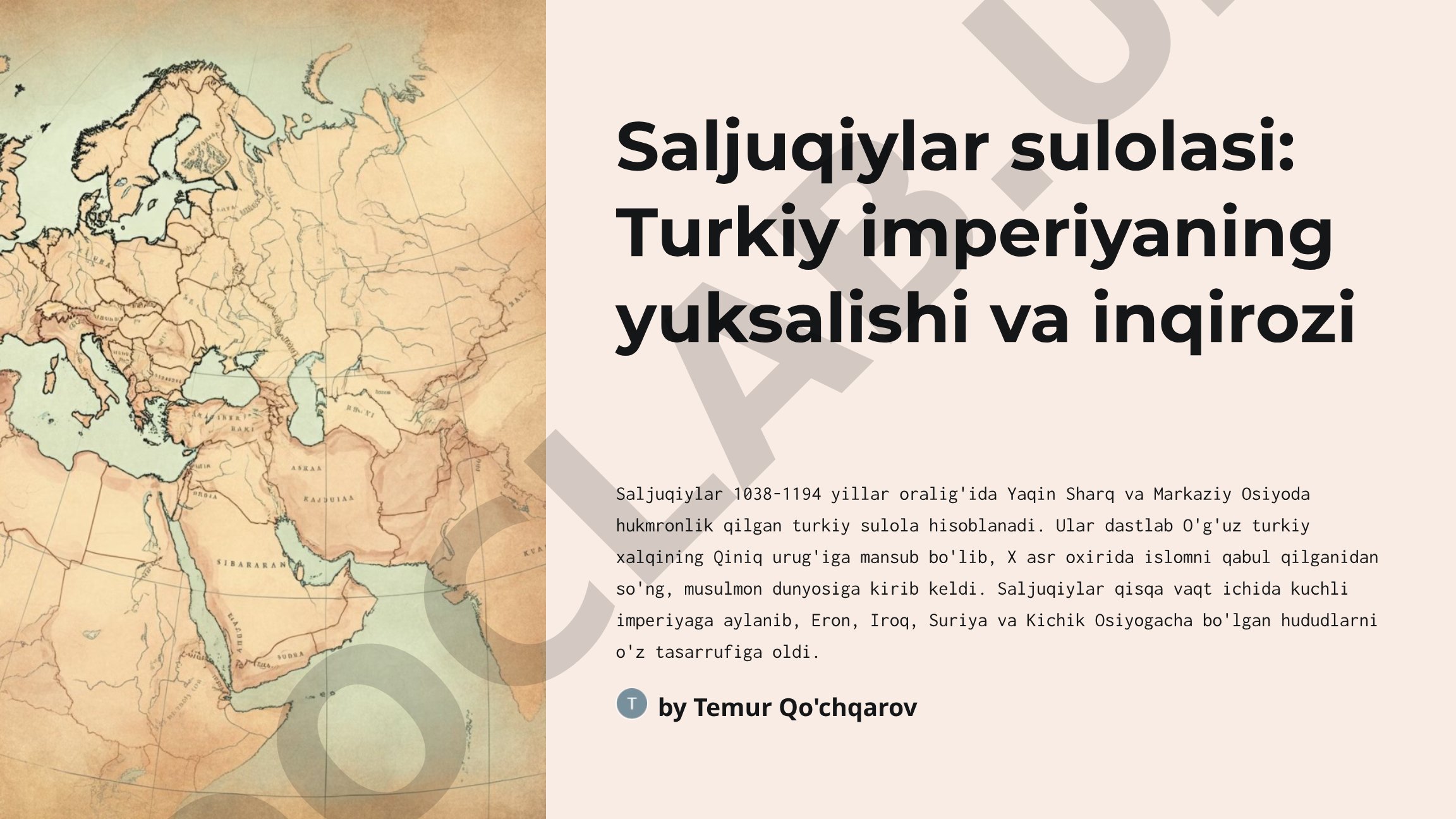 Saljuqiylar sulolasi: Turkiy imperiyaning yuksalishi va inqirozi
