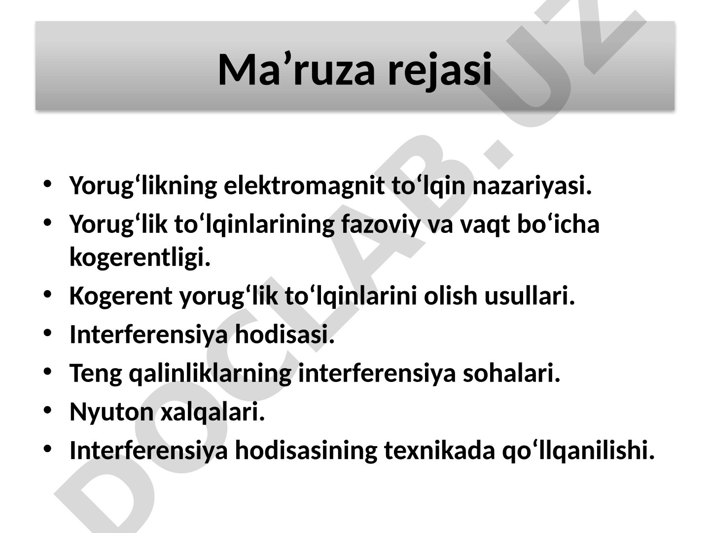 Elektrodinamika 9 – ma'ruza: Yorug'lik nurlari