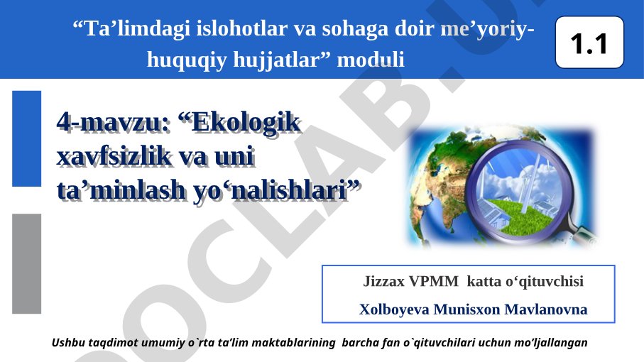 Ekologik xavfsizlik va uni ta’minlash yo‘nalishlari