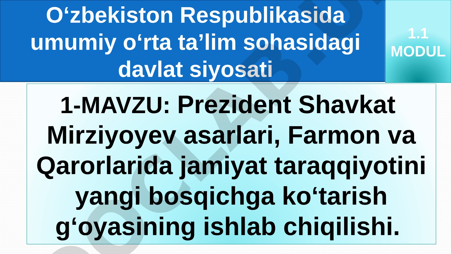 Prezident Shavkat Mirziyoyev asarlari, Farmon va Qarorlarida jamiyat taraqqiyotini yangi bosqichga ko‘tarish g‘oyasining ishlab chiqilishi