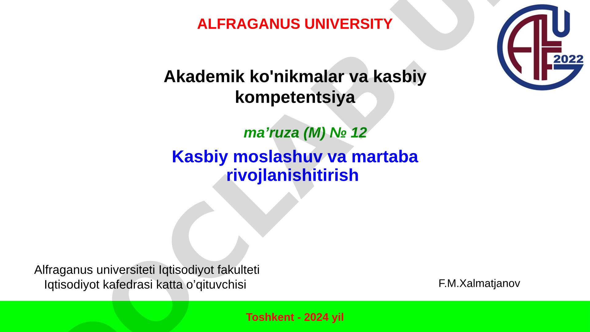 Kasbiy moslashuv va martaba rivojlanishi