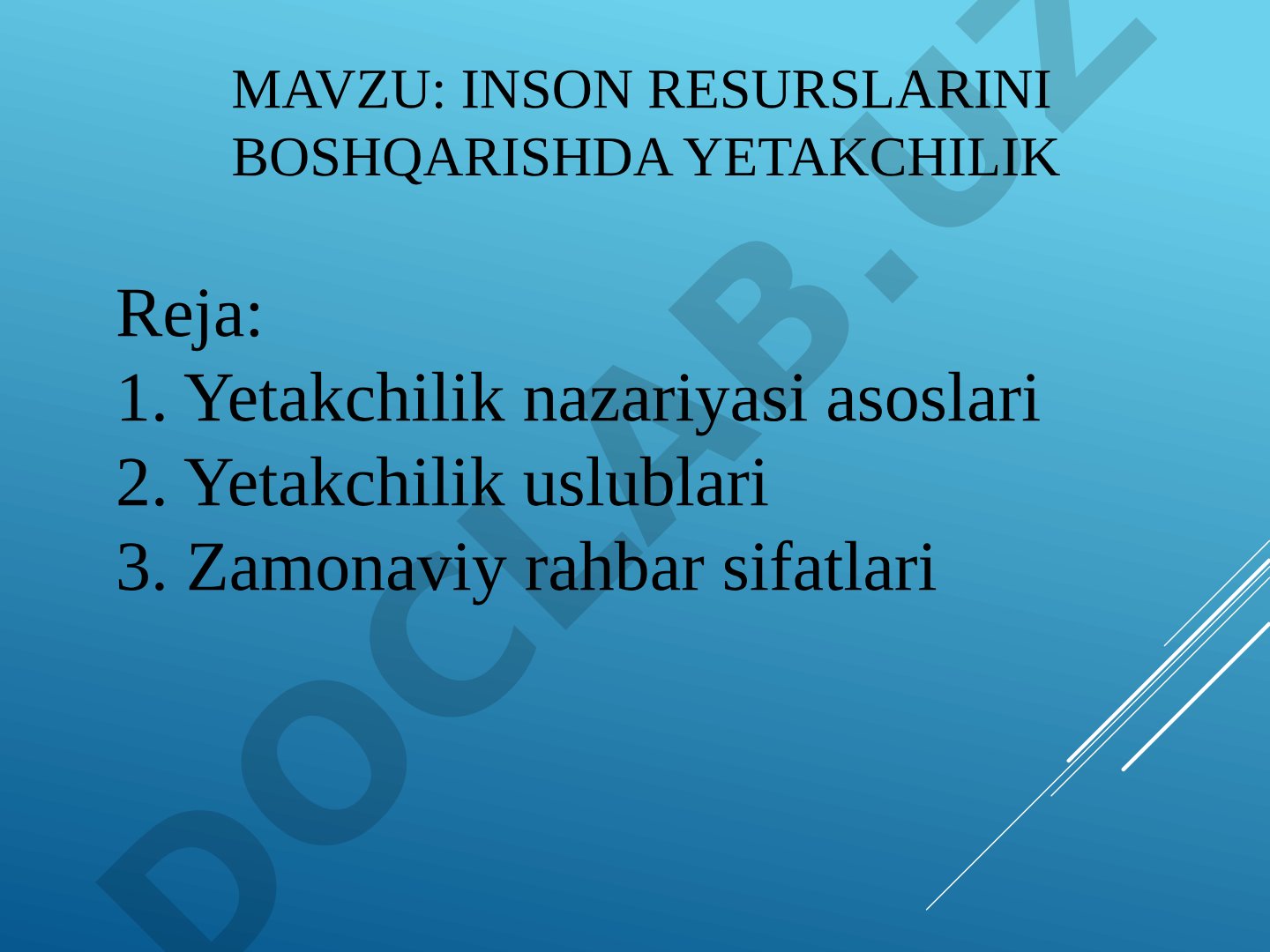 Inson resurslarini boshqarishda yetakchilik