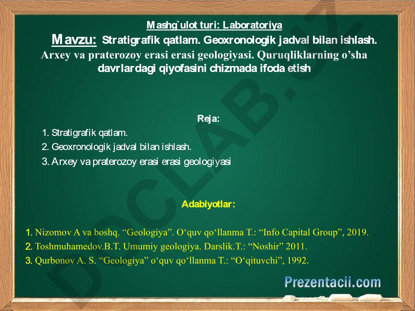 Stratigrafik qatlam va geoxronologik jadval bilan ishlash