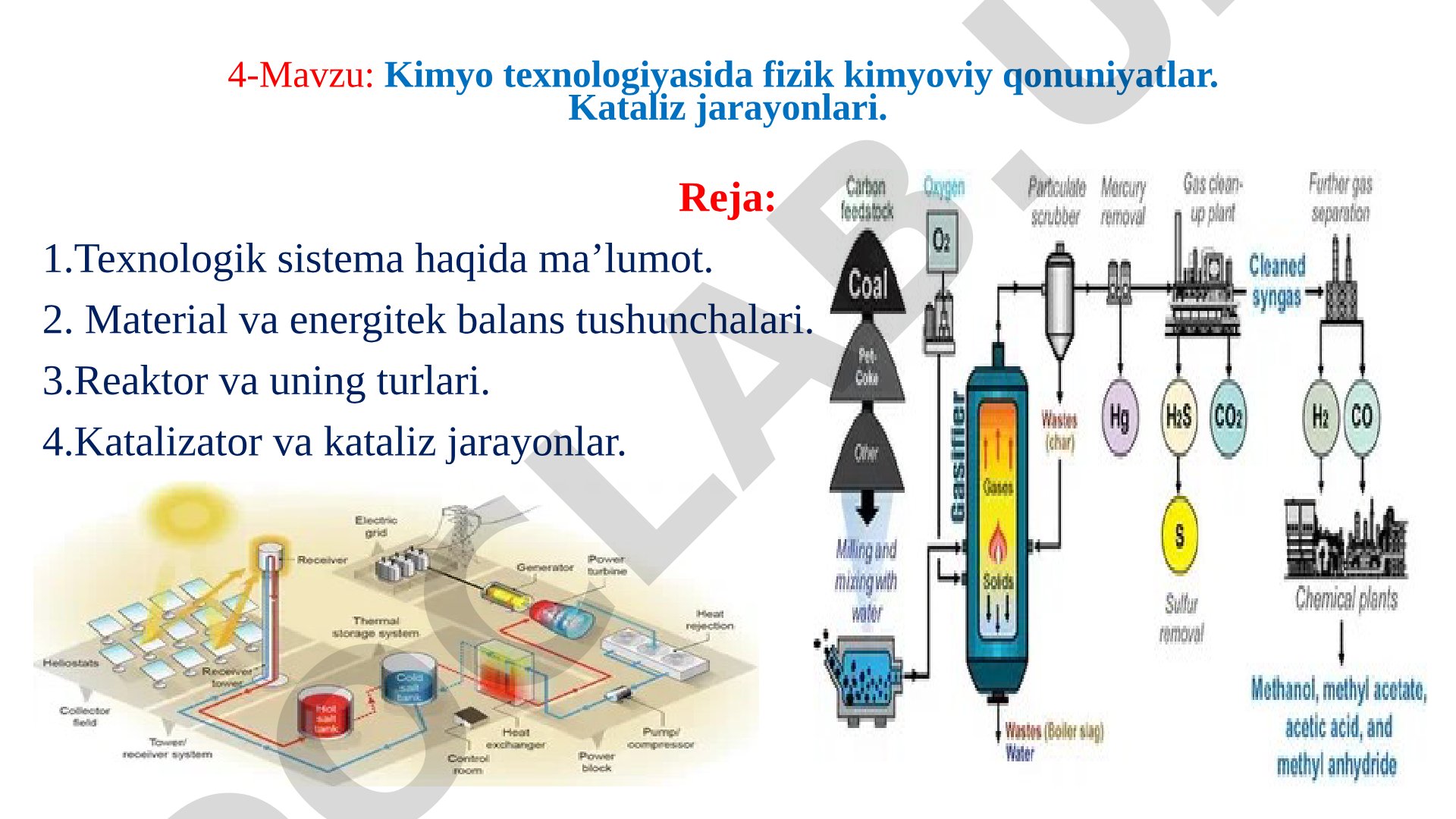Kimyo texnologiyasida fizik kimyoviy qonuniyatlar. Kataliz jarayonlari