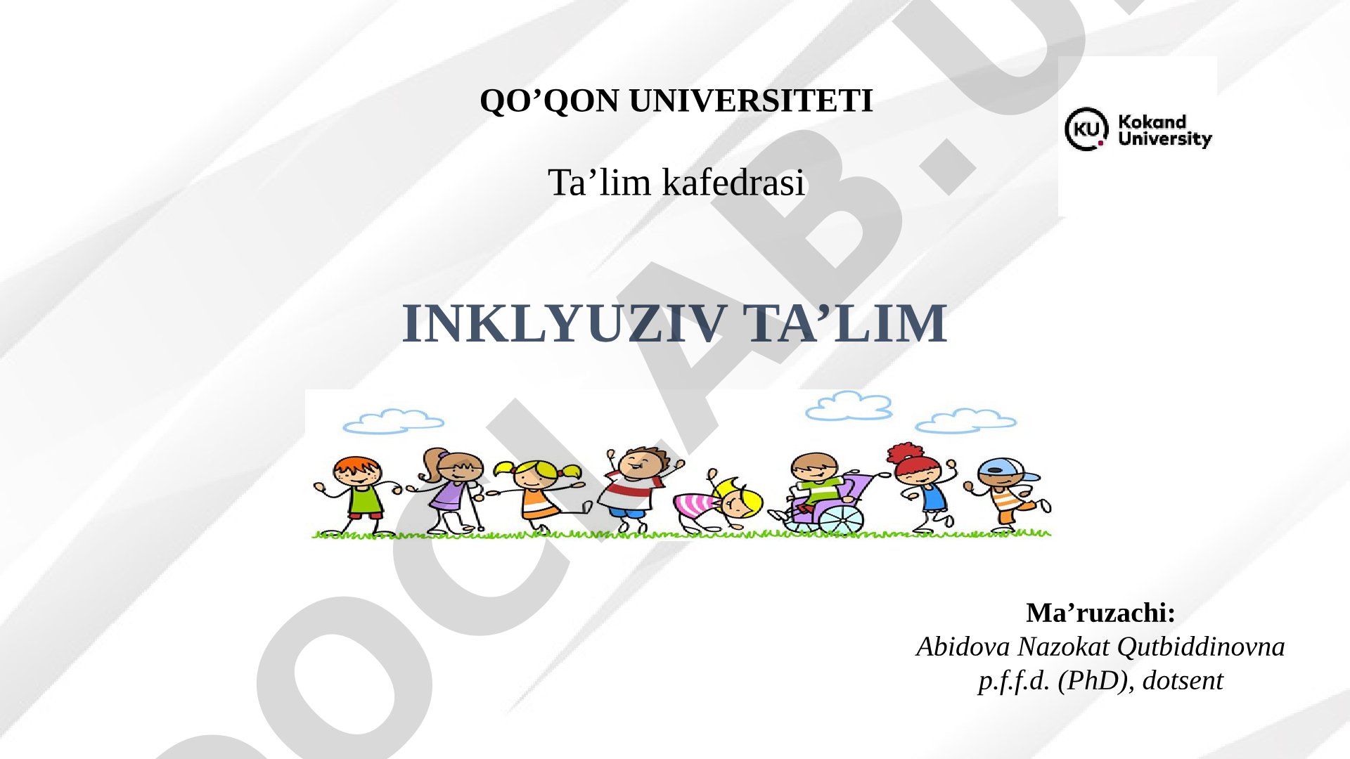 Tayanch-harakat a'zolarida nuqsoni bo'lgan bolalarni inklyuziv ta'lim sharoitida o'qitish va tarbiyalash