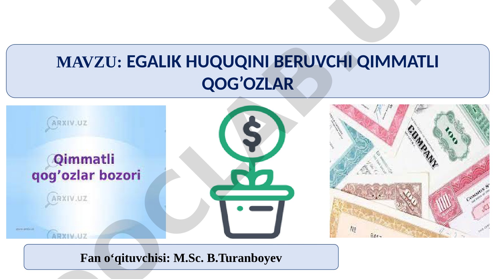 Egalik huquqini beruvchi qimmatli qog'ozlar
