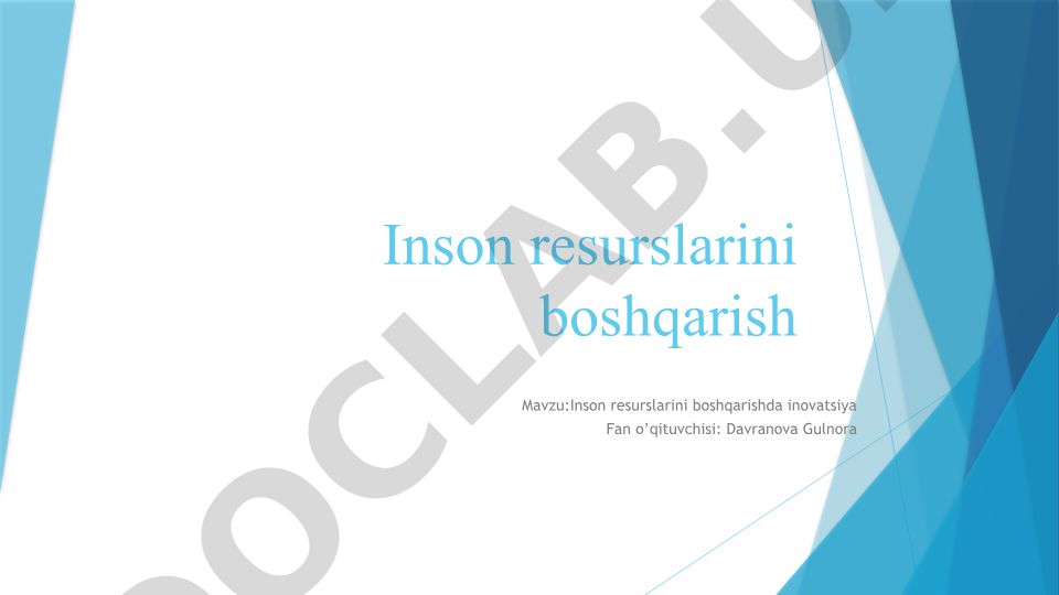 Inson resurslarini boshqarishda inovatsiya