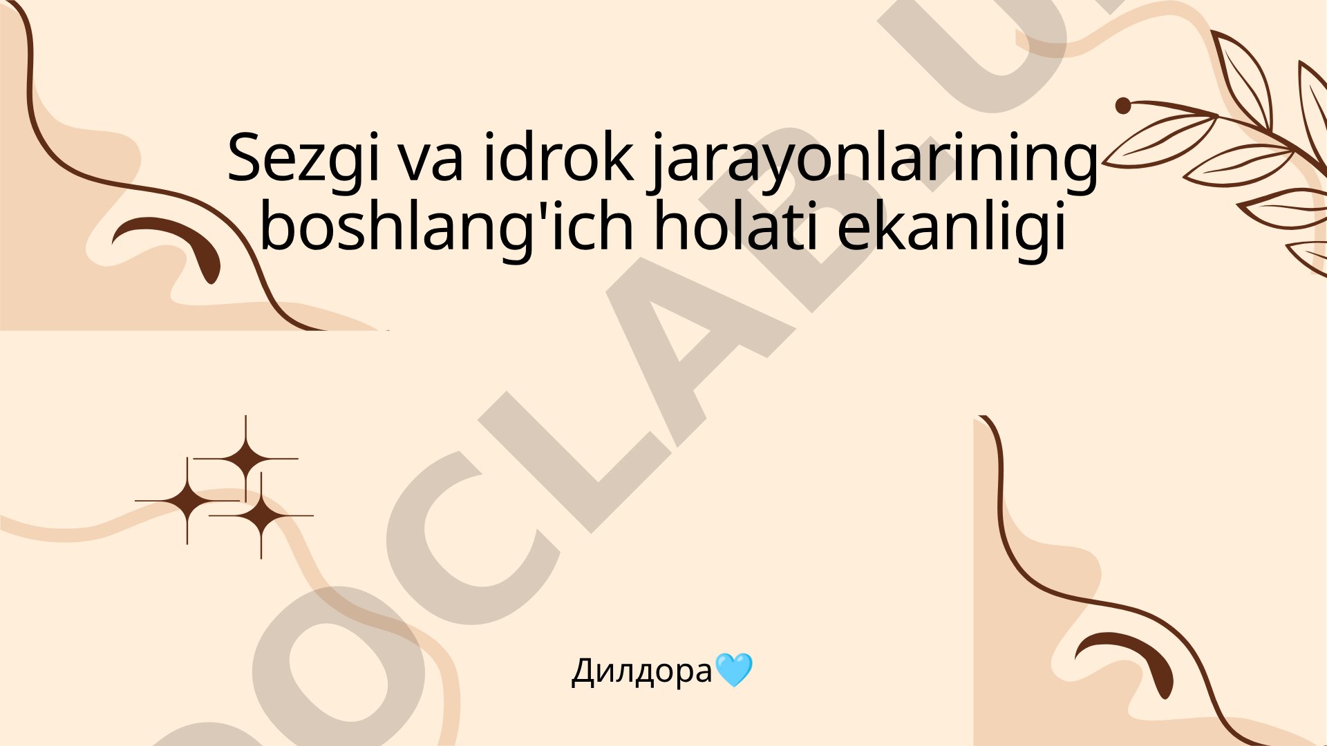 Sezgi va idrok jarayonlarining boshlang'ich holati