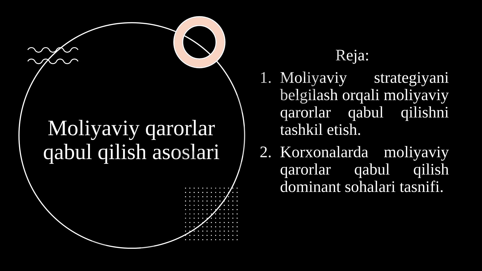 Korxonalarda moliyaviy qarorlar qabul qilish dominant sohalari tasnifi