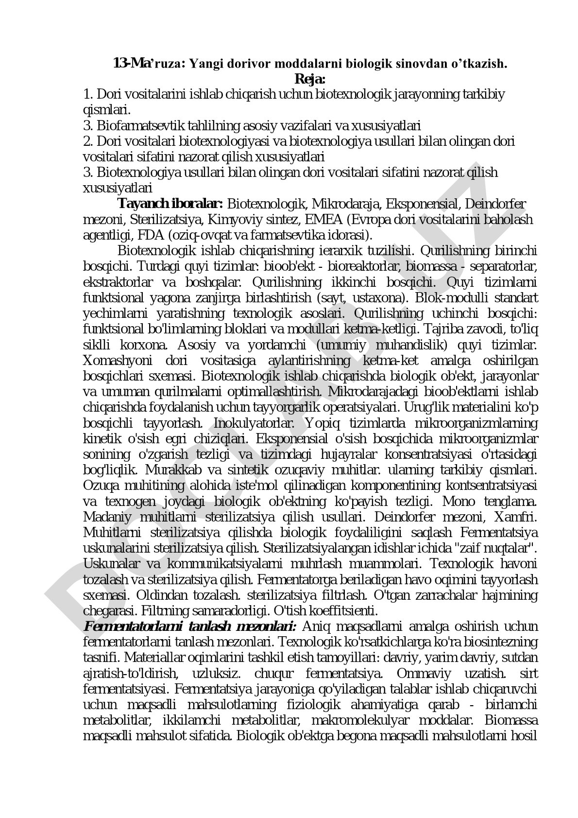 Yangi dorivor moddalarni biologik sinovdan o'tkazish