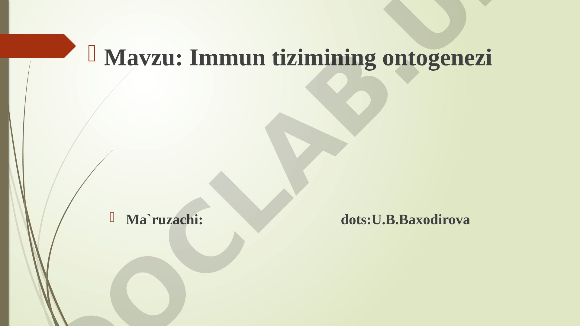 Immun tizimining ontogenezi