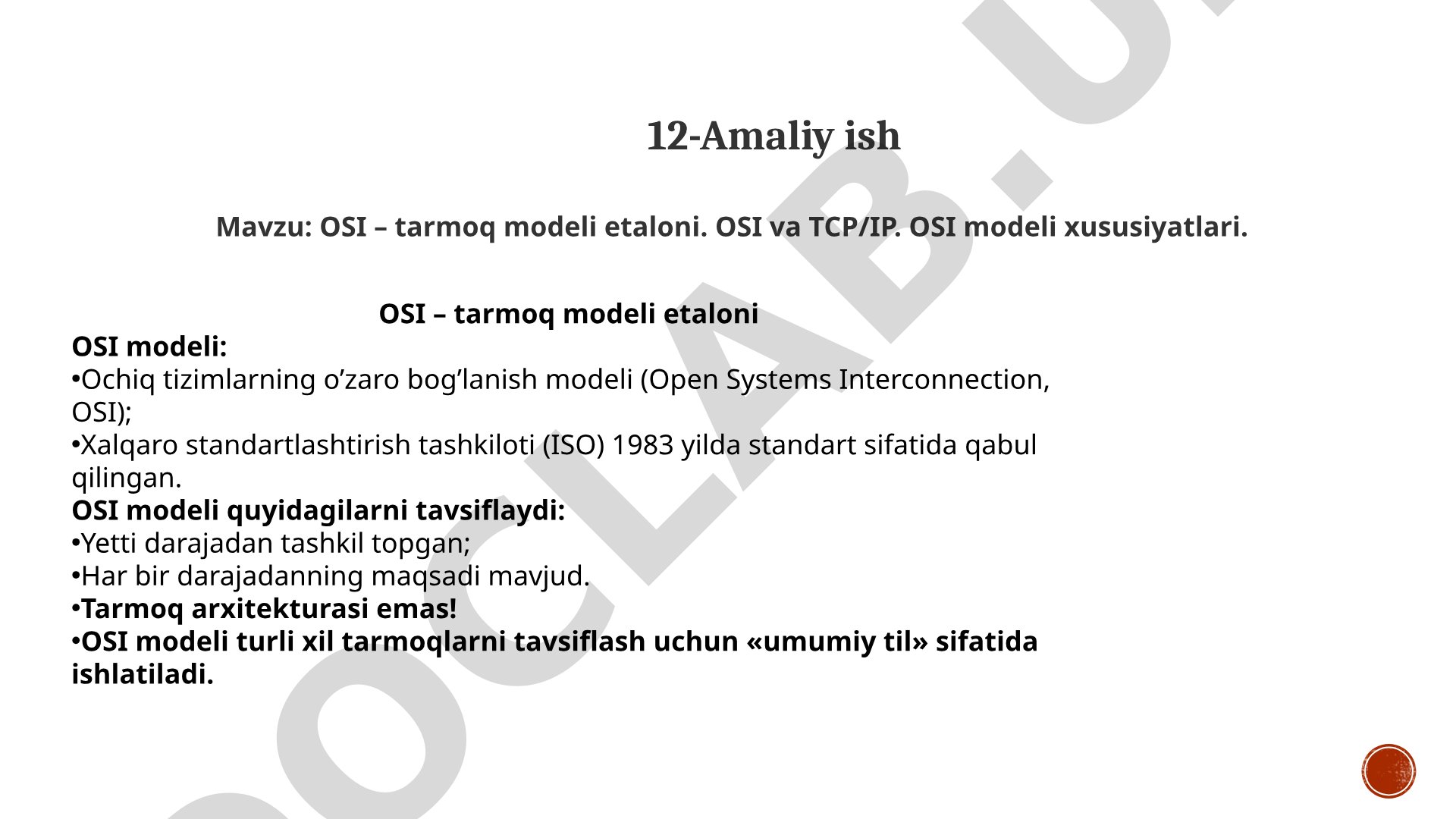 OSI – tarmoq modeli etaloni