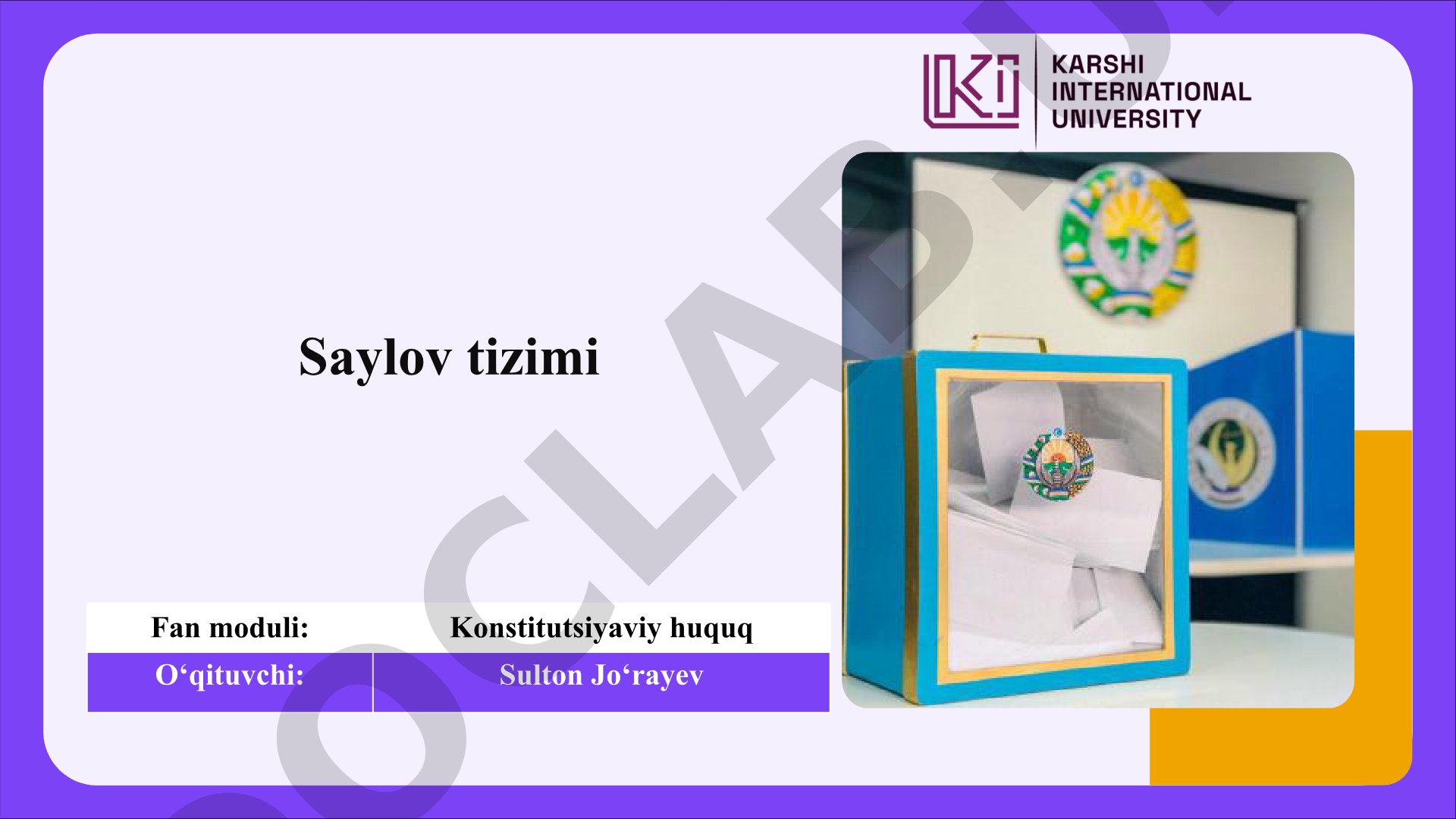 Demokratik jamiyatda saylov tizimi va saylov huquqi