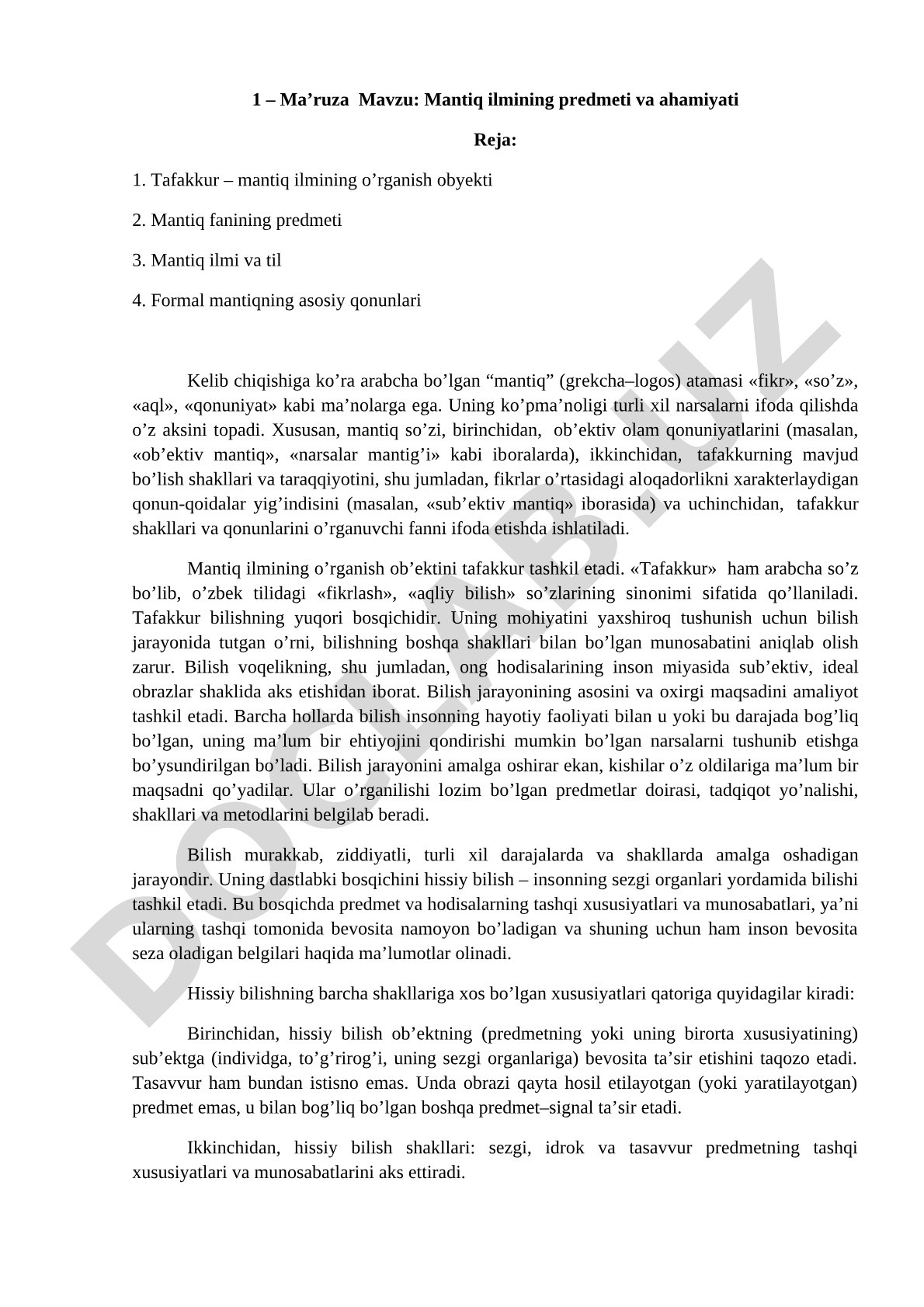 Mantiq ilmining predmeti va ahamiyati