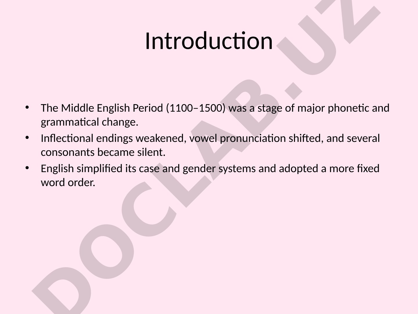 Middle English phonetic and grammar changes
