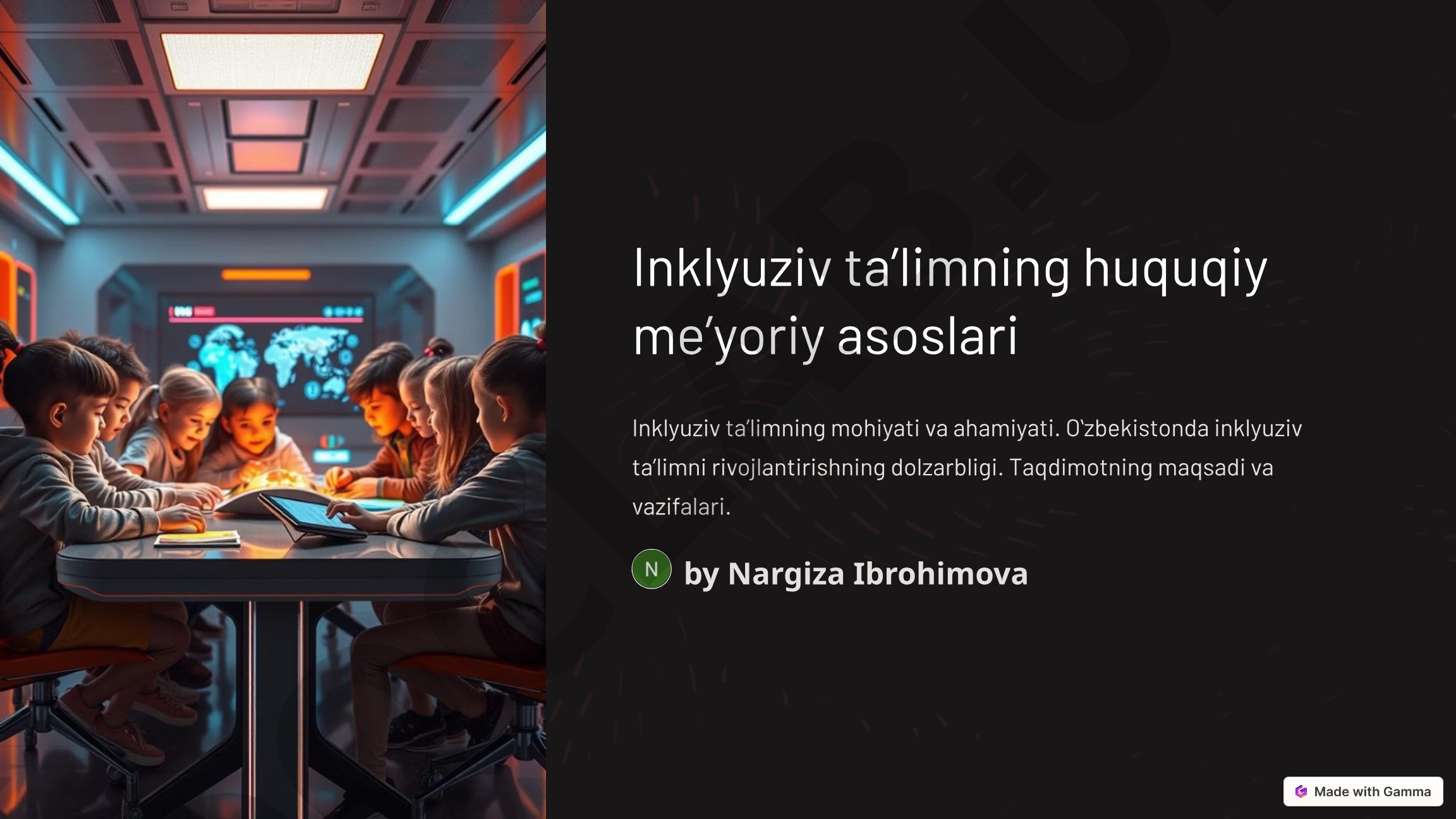 Inklyuziv taʼlimning huquqiy meʼyoriy asoslari