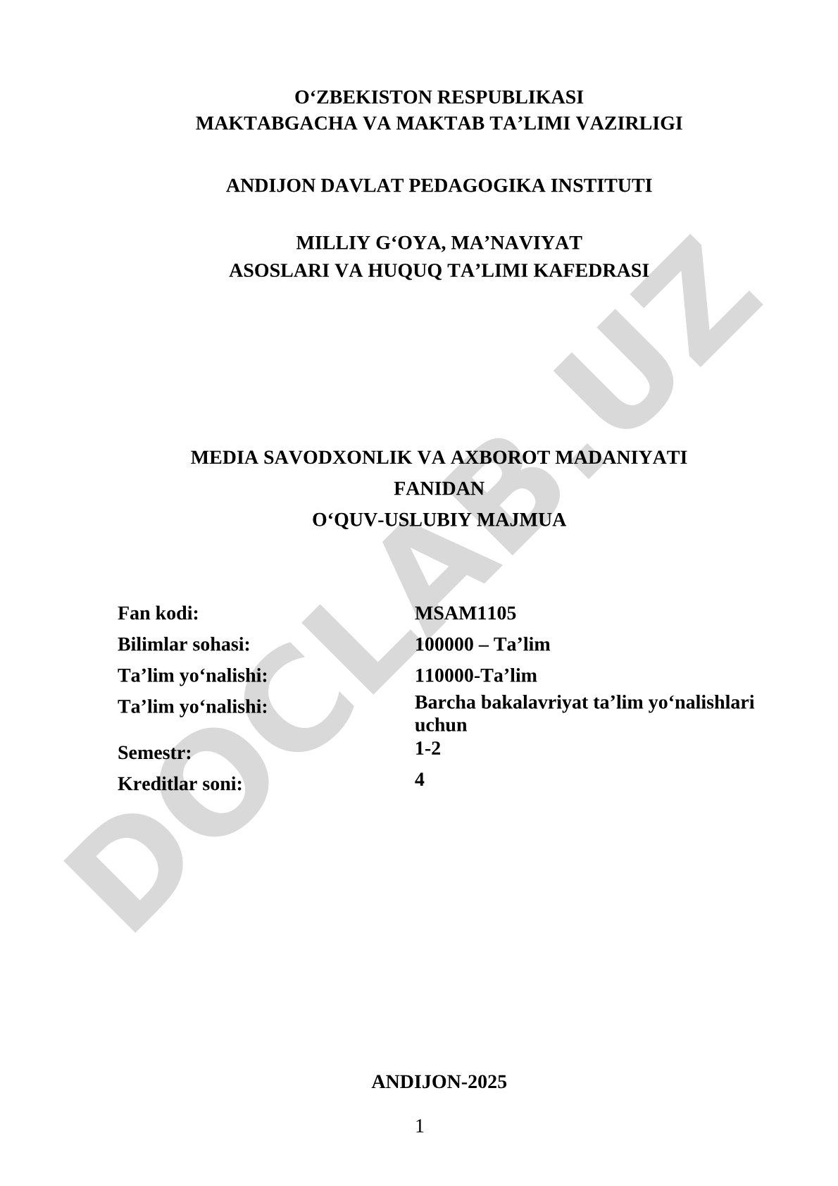 Media savodxonlik va axborot madaniyati