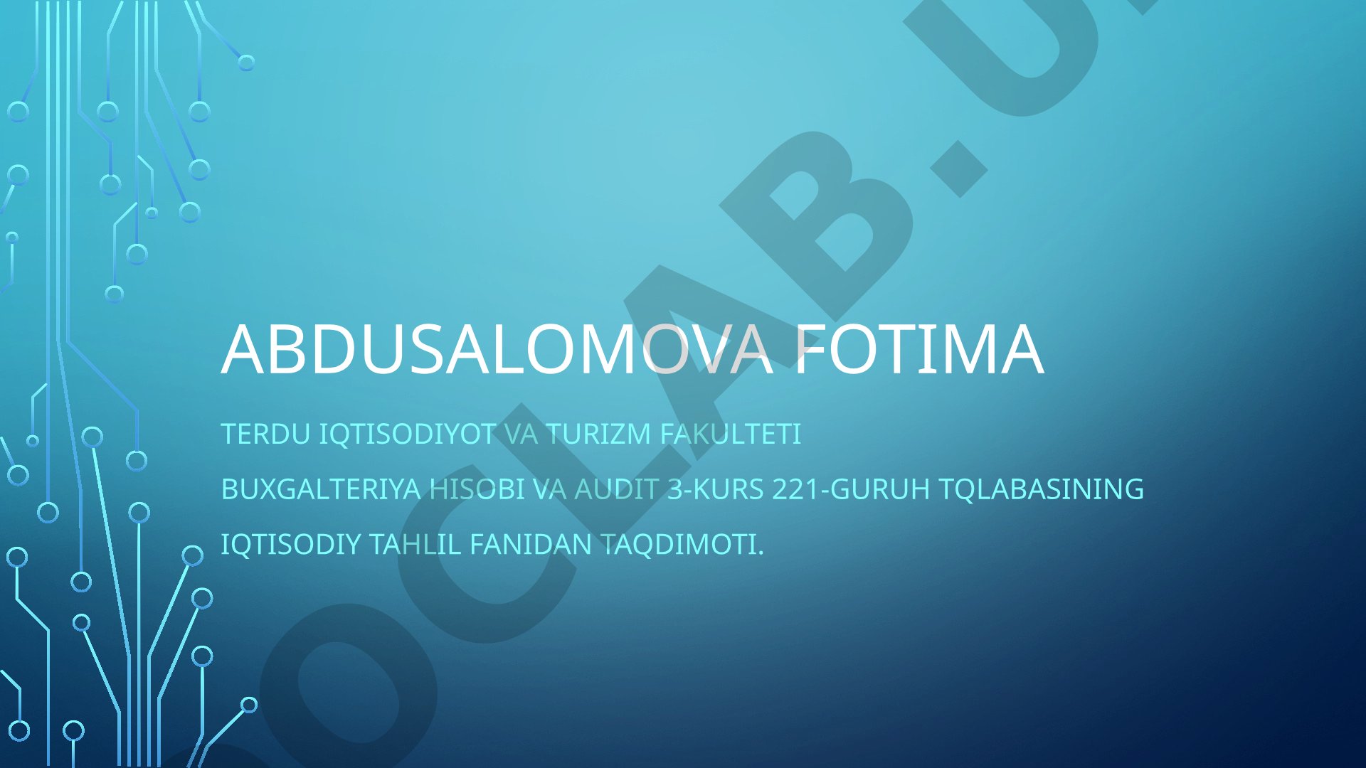 Korxonalarda debitorlik qarzdorliklarini tahlili