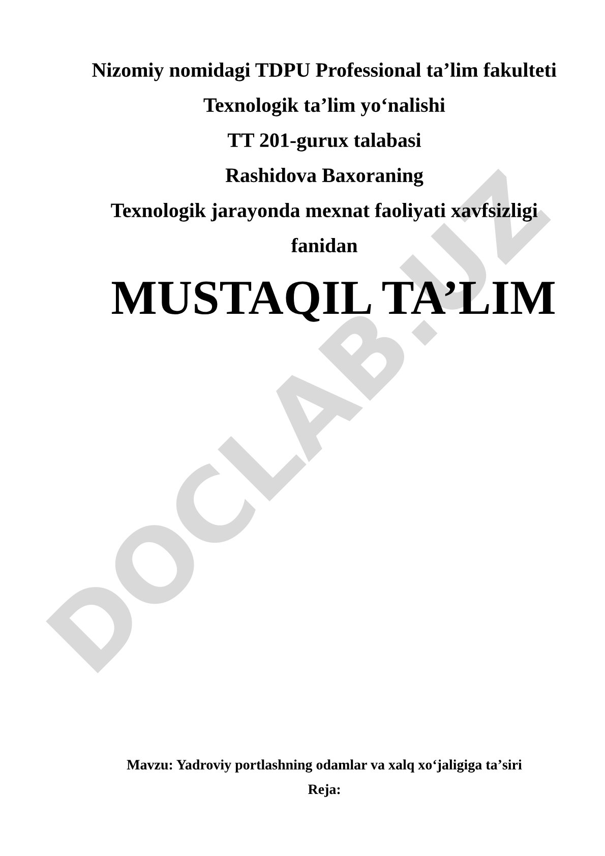 Yadroviy portlashning odamlar va xalq xoʻjaligiga taʼsiri