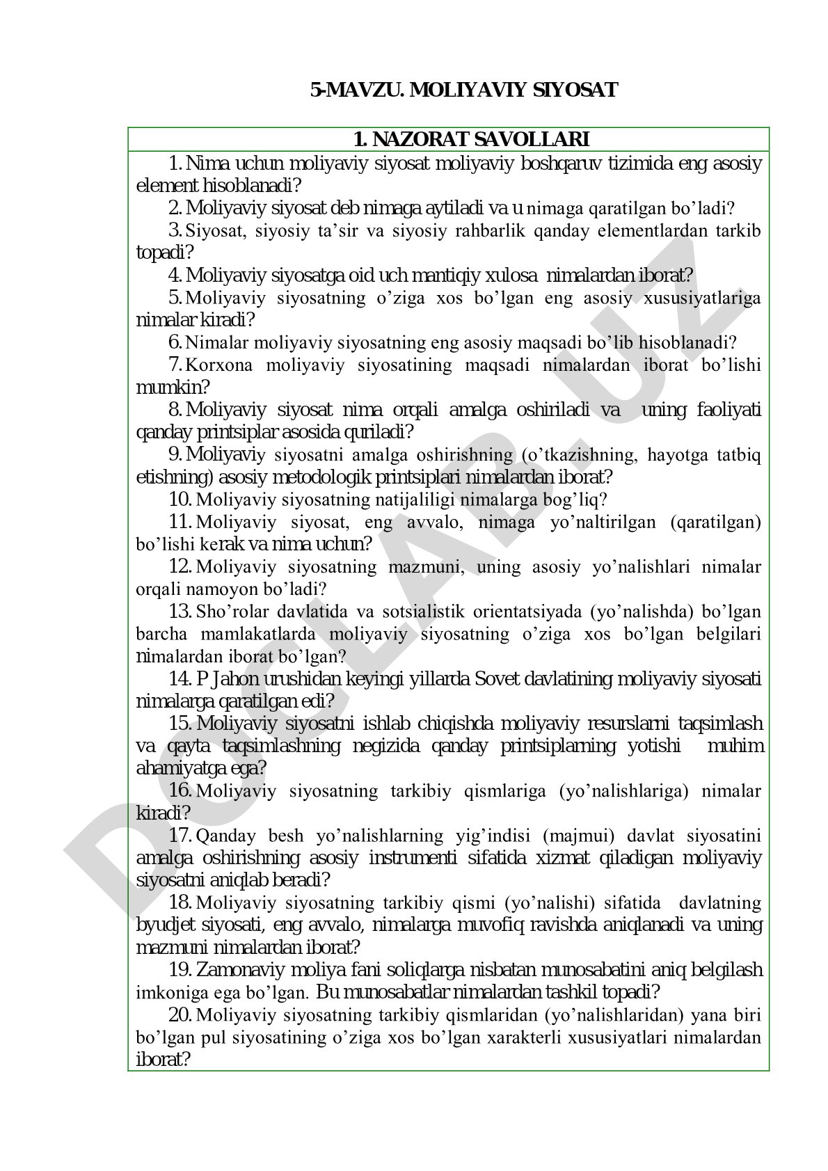 Moliyaviy siyosat