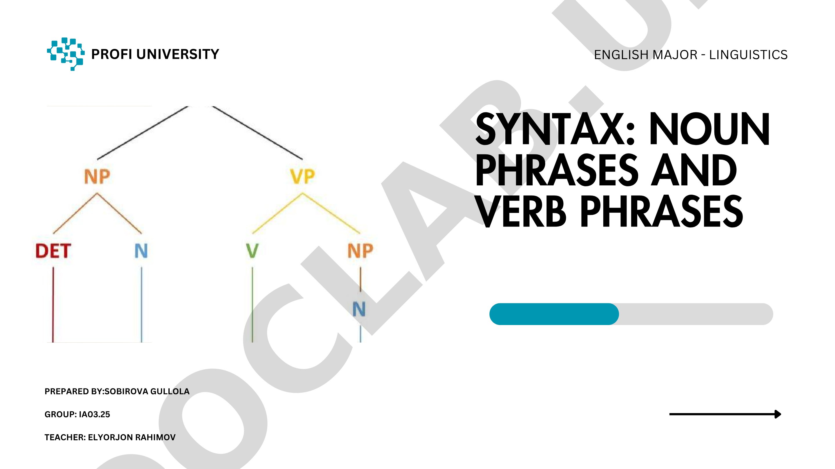 Syntax: Noun Phrases and Verb Phrases