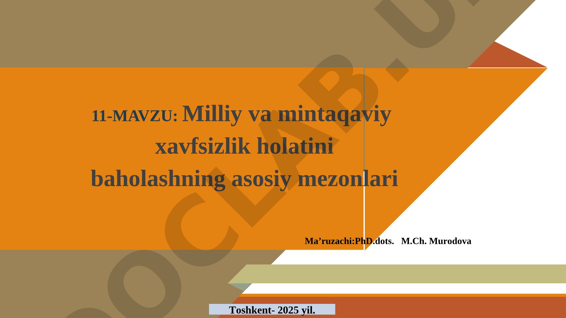 Milliy va mintaqaviy xavfsizlik holatini baholashning asosiy mezonlari