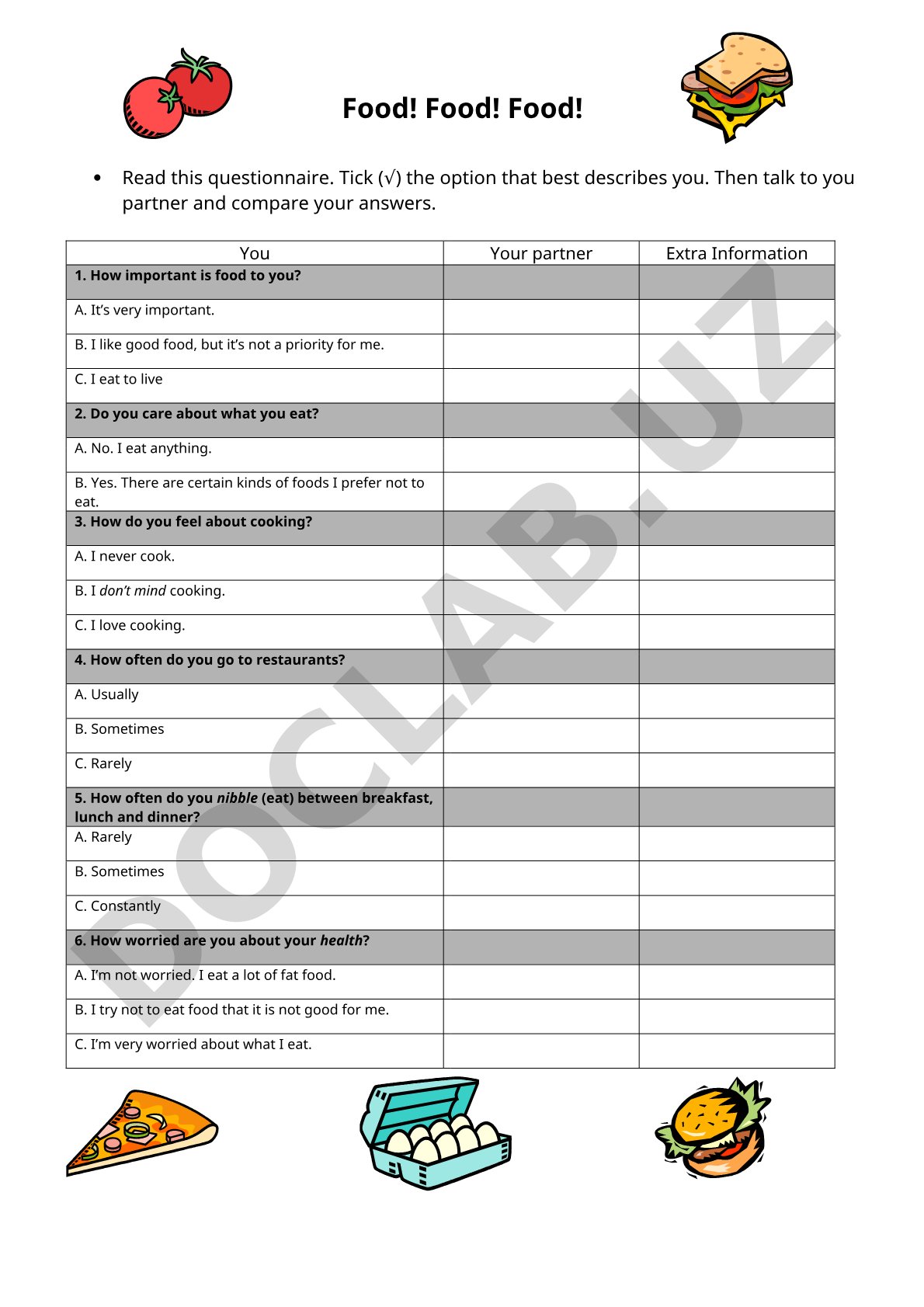 Food and Eating Habits Questionnaire