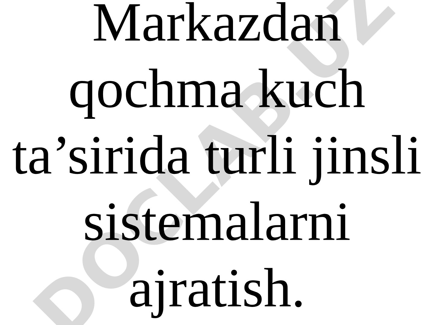 Markazdan qochma kuch ta'sirida turli jinsli sistemalarni ajratish va sentrifugalar hisobi