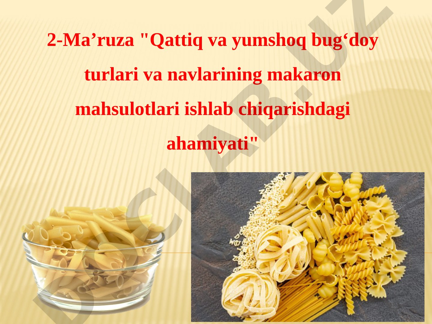 Qattiq va yumshoq bug‘doy turlari va navlarining makaron mahsulotlari ishlab chiqarishdagi ahamiyati
