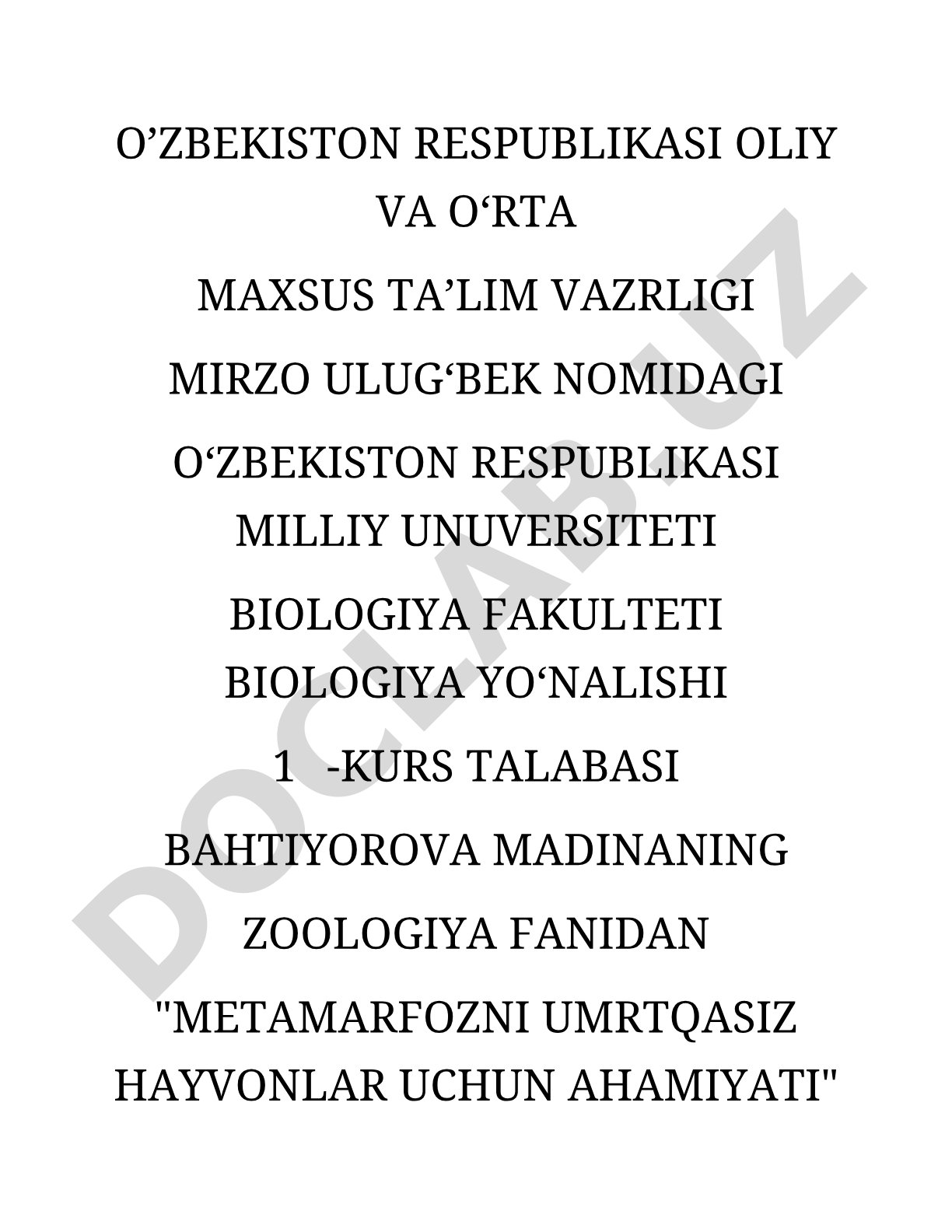 Metamarfozni umrtqasiz hayvonlar uchun ahamiyati
