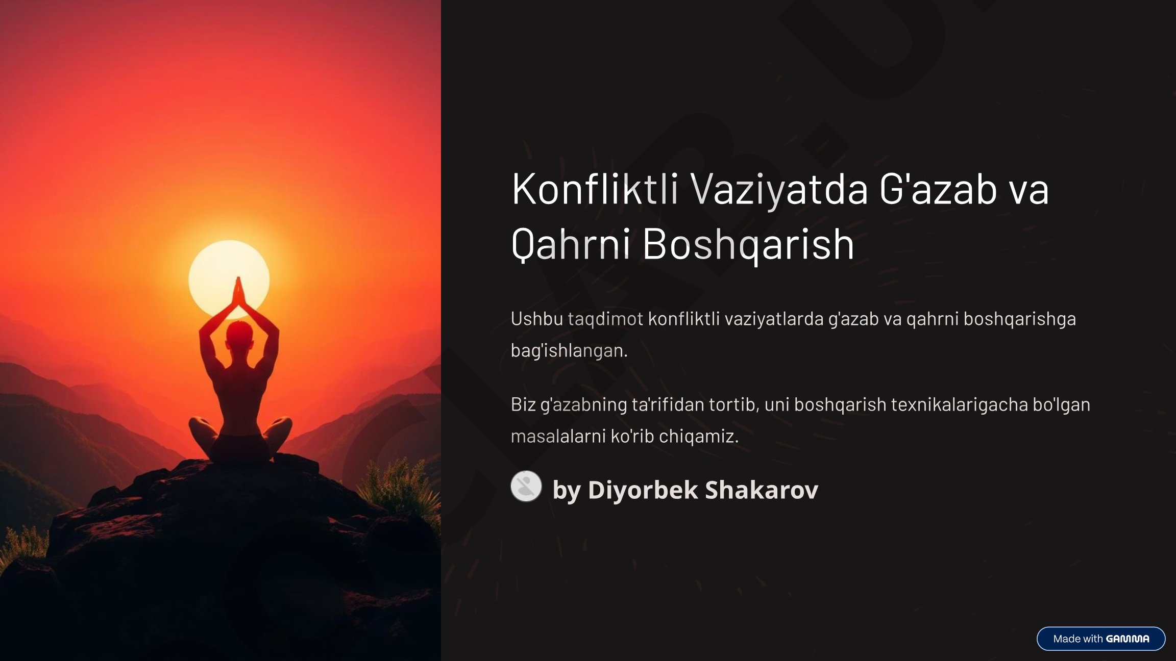 Konfliktli Vaziyatda G'azab va Qahrni Boshqarish