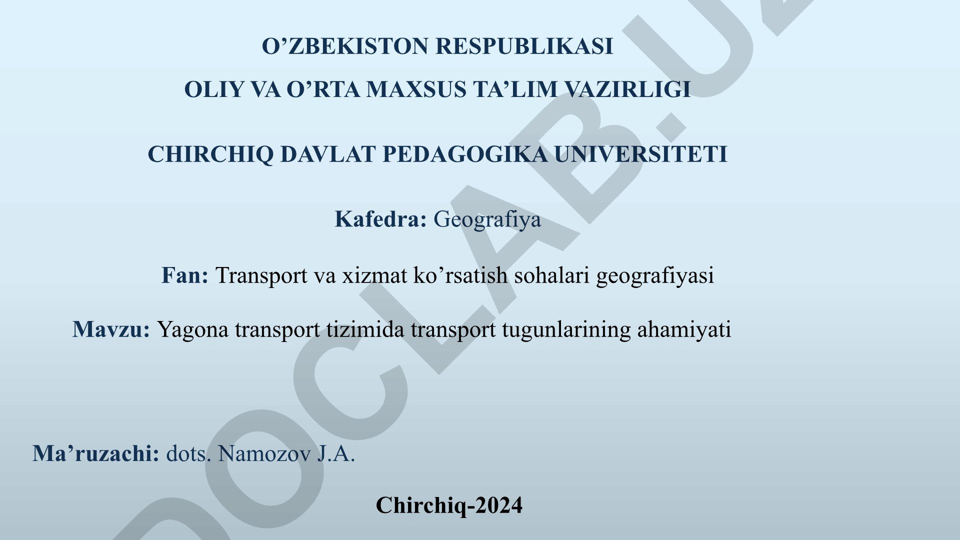 Yagona transport tizimida transport tugunlarining ahamiyati