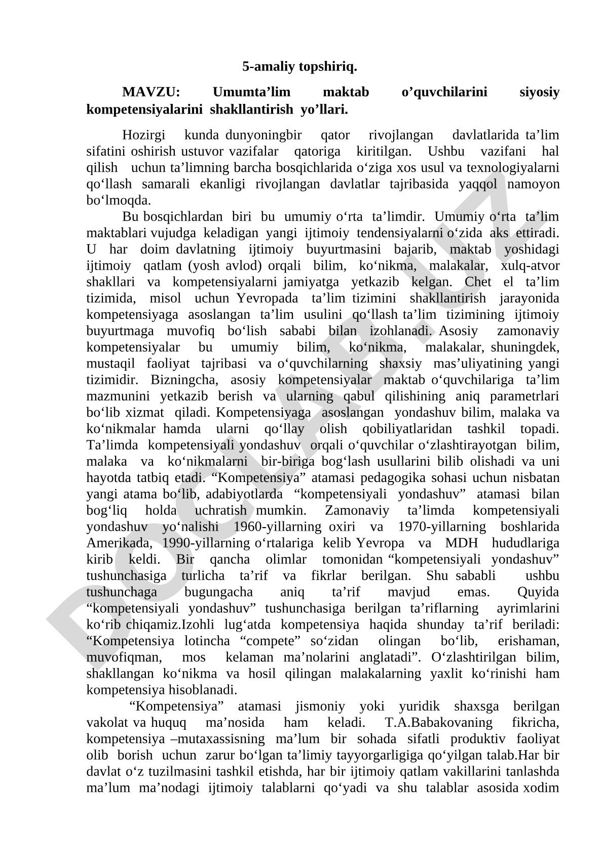 Umumta’lim maktab o’quvchilarini siyosiy kompetensiyalarini shakllantirish yo’llari
