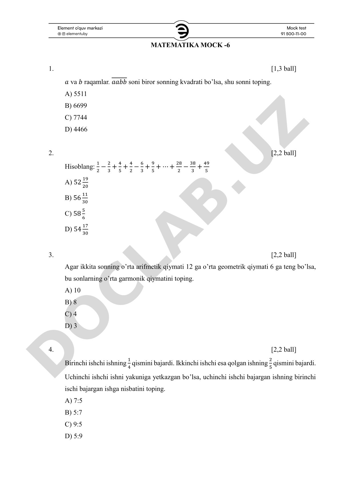 Matematika mock -6